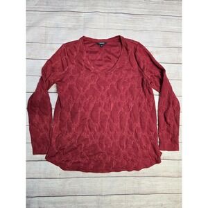 SIMPLY VERA Women's Item Size XL CRANBERRY SCOOP NECK TOP Textured Design